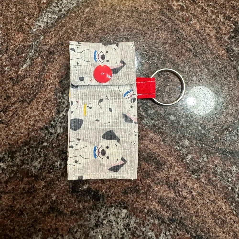 Handmade lip balm holder keychain- 101 Dalmatians
